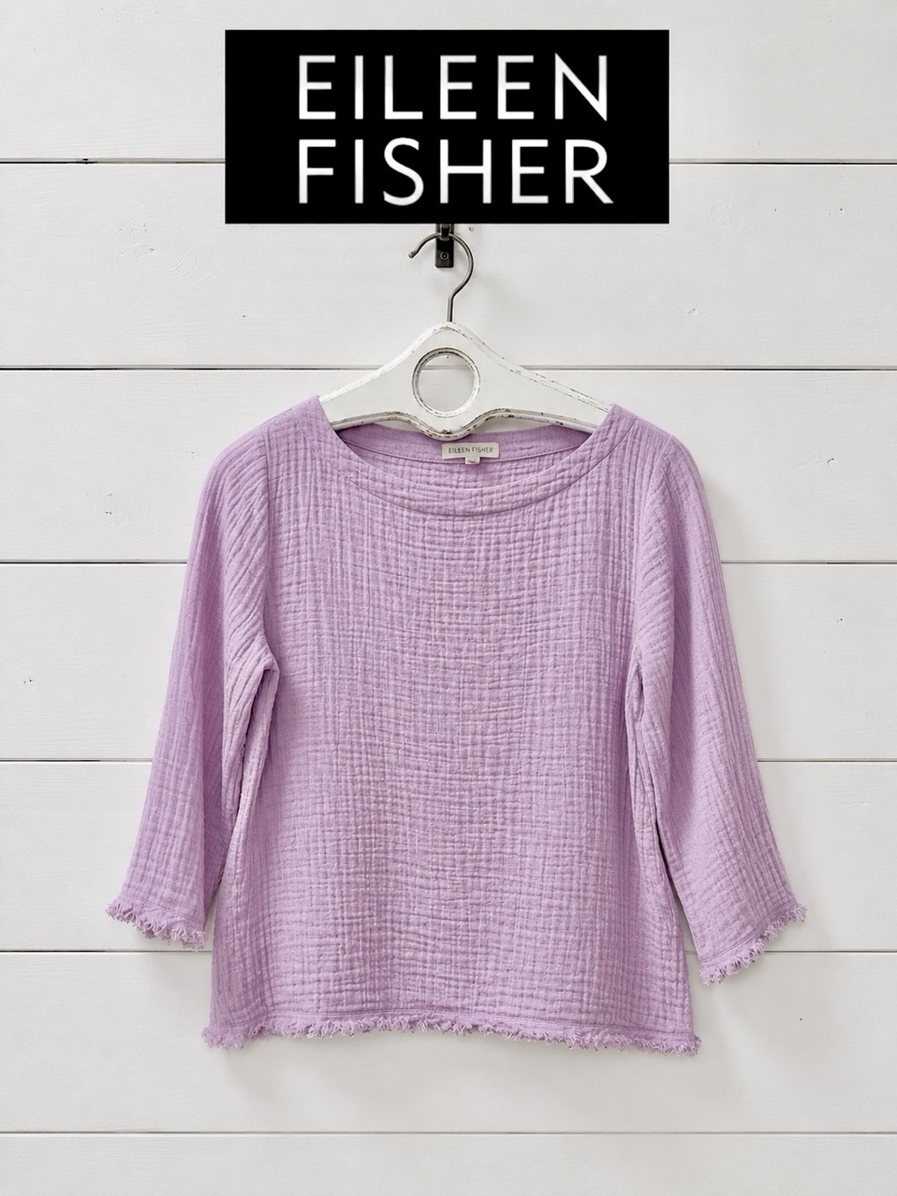 Eileen Fisher Organic Cotton Gauze Top – Lavender – Size S/P